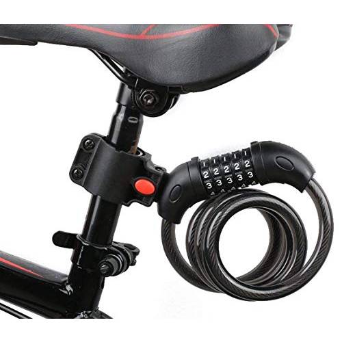 자전거 자물쇠 AKM 4 피트 자전거 케이블 자물쇠 기본적인 자동 코일 링 재설정 가능한 5 자리 조합 무료 마운팅 브래킷 포함