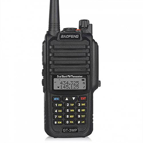 BaoFeng 1 팩 GT-3WP PoFung GT-3WP 듀얼밴드 Two-Way 라디오, 방수 방진 IP67 워키 토키 트랜시버, VHF/ UHF 136-174/ 400-520MHz, 블랙