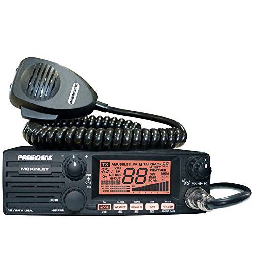 대통령 전자제품 MC KINLEY USA Hm AM/ SSB Tranceiver CB 라디오, 40 채널, 7 날씨 채널, 채널 회전식 스위치, 볼륨 조정 and on/ off, Multi-functions LCD 디스플레이, 12/ 24V