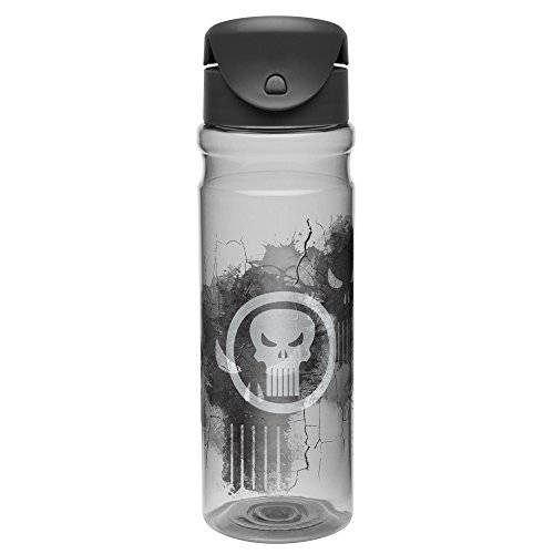 Zak Designs Tritan Water Bottle with Flip-top Cap featuring Marvel’s Extreme Punisher Graphics, Break-resistant and BPA-free Plastic, 26 oz.
