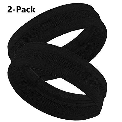 MIRKOO Workout Headbands for Women Men, Moisture Wicking Non-Slip Sweatbands, Quick-Dry Soft Stretchy Bandana Headband for Running Yoga Sports Fitness Workout Exercise Travel Working