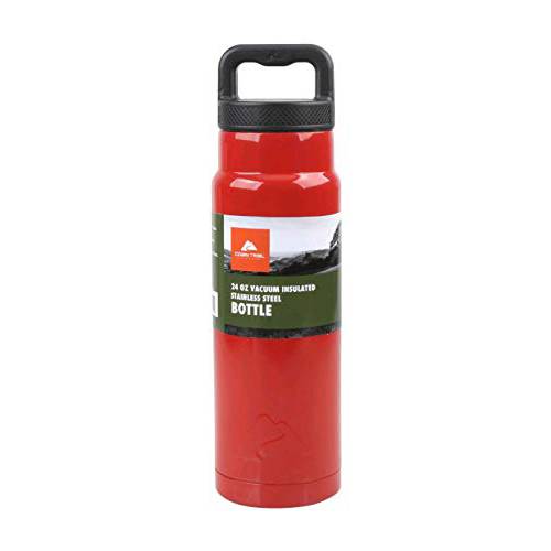 Ozark Trail 24 Ounce Vacuum-Insulated Stainless Steel Water Bottle- Red