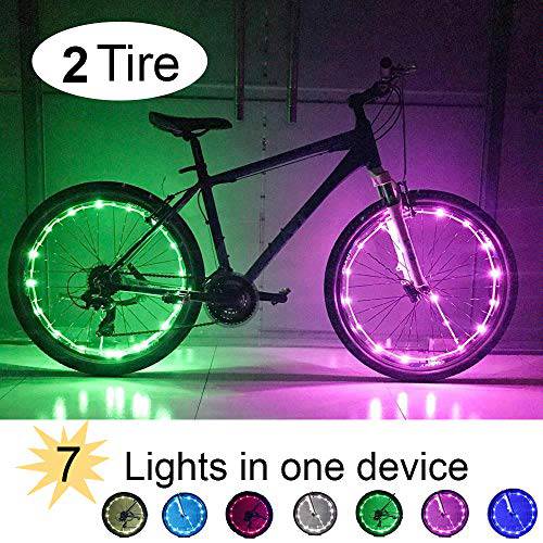 RiverLight Bike Wheel LED Changeable 8 Lights with USB Rechargeable Battery! Instant Brightness & Visibility for extreme Safety & Style (2 Tire Pack)