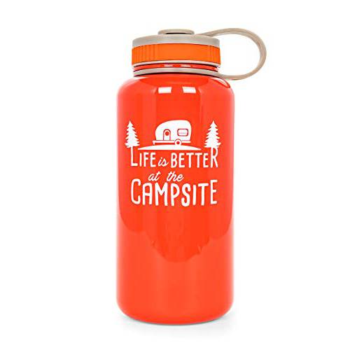 Camco Life is 보다나은 at The Campsite 트리탄 BPA 프리 리유저블,재사용 누수 방지 Lid-32 oz. 병, 불투명한 레드 (53271