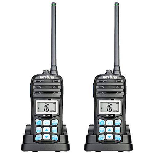 Retevis RT55 소형,휴대용 선박 라디오, VHF 라디오 플로팅 워키 토키, IP67 방수 2 웨이 라디오 롱 레인지, Tri-Watch NOAA 진동 워터 Draining (2 팩)