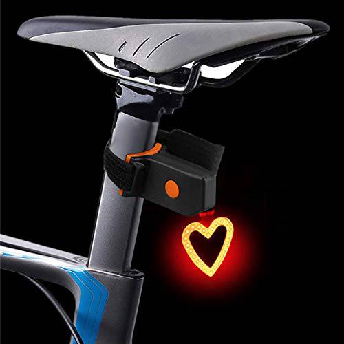 Maso  자전거 Taillights-USB 충전식 사이클링 자전거 Tail 경고 라이트 리어 세이프티,안전 5 모드 방수 Heart 모양