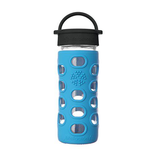 Lifefactory 12-Ounce BPA-Free 글래스 물병, 워터보틀 클래식 캡 and 보호 실리콘 슬리브, 코발트 블루