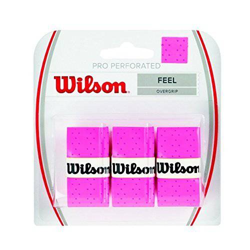 Wilson  프로 오버그립 Perforated 3 팩 - 화이트, 그린,  핑크 - 테니스 - 배드민턴 - 스쿼시
