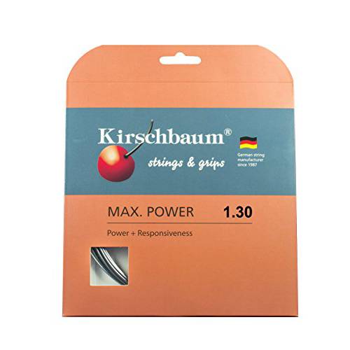 Kirschbaum  세트 맥스 파워 테니스 끈,스트립,선 1.30mm/ 16-Gauge, 실버 그레이