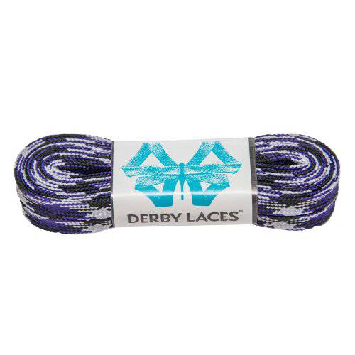 Derby Laces  퍼플 Camouflage - 플랫, 10mm 와이드, 부츠, 스케이트, 롤러 더비, and Hockey 스케이트