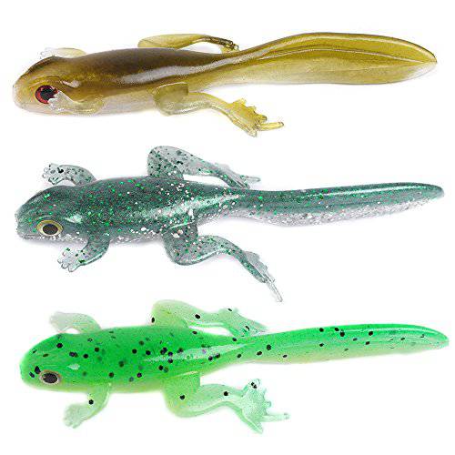 Dr.Fish 6 팩 3.2 인치 담수 Frog 어업 미끼 소프트 플라스틱 스윔베이트 Tadpole Lizard 퍼치 베이스 Walleye Shad Shot
