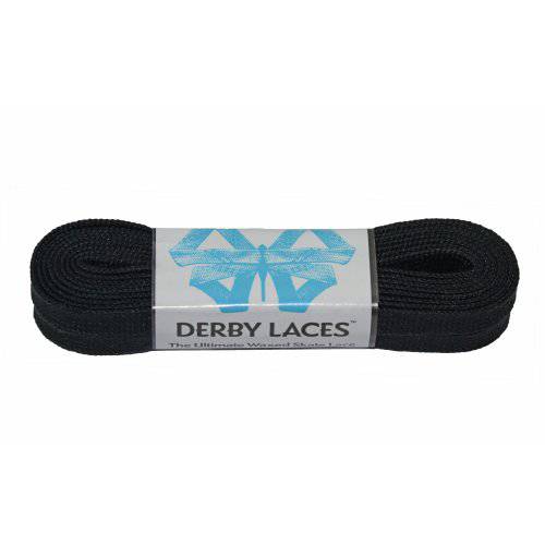 Derby Laces  솔리드 블랙 - 플랫, 10mm 와이드, 부츠, 스케이트, 롤러 더비, and Hockey 스케이트