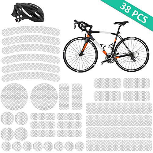 반사 스티커 헬멧 자전거, AGPTEK 38 Pcs 자전거 반사 테이프, 반사 스티커 하드 표면 오토바이, 헬멧, 자전거, 유모차, Wheelchairs (3 팩, 6.5 x 4.13 Inches)