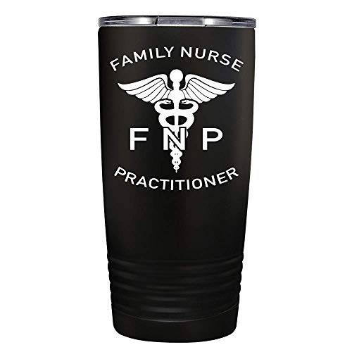 FNP 패밀리 Nurse Practitioner on 블랙 20 oz 스테인레스 스틸 텀블러  뚜껑 - 보온, 보냉 컵 - 여행용 머그잔