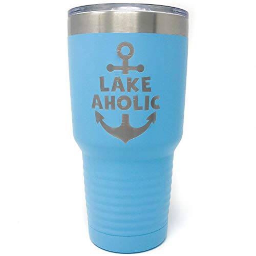 Lakeaholic 텀블러 Anchor Lake Life 선물 - 30 oz - 라이트 블루