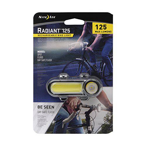 NITE IZE 레드 Radiant 125 충전식 자전거라이트, 자전거전조등