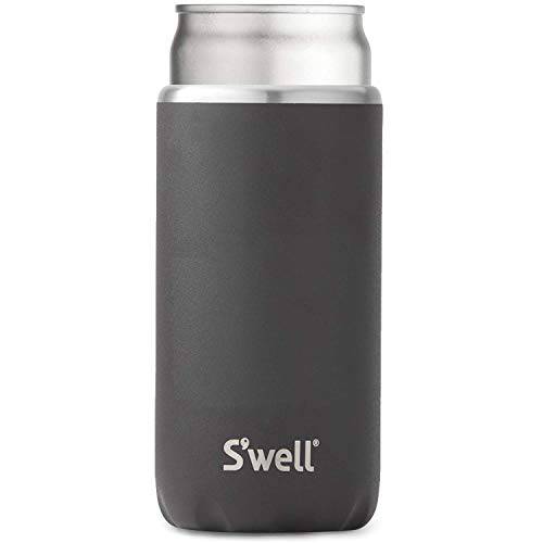 S’well 스테인레스 스틸 Chiller-Onyx-Fits 12oz Cans and 슬림 병 Triple-Layered Vacuum-Insulated 유지 워터 쿨 and 핫 Longer-Dishwasher-Safe BPA-Free 여행용