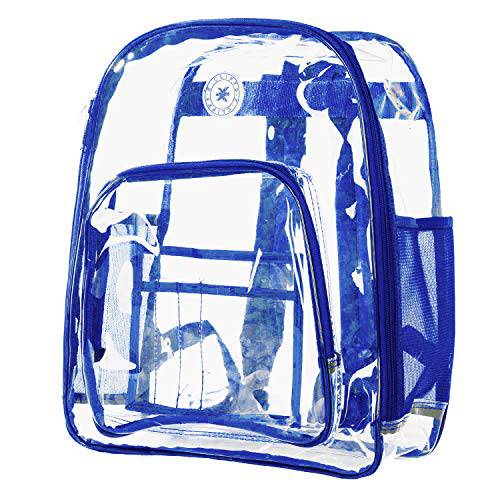 내구성, 튼튼 클리어 백팩 See Through PVC Stadium 세큐리티 투명 Workbag | 로얄 블루