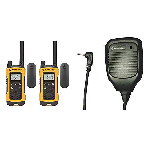 모토로라 Talkabout T402 충전식 Two-Way 라디오 (2-Pack)& 53724 리모컨 스피커 마이크,마이크로폰 (블랙)