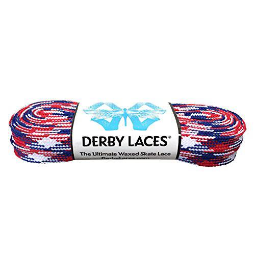 Derby Laces  레드, 화이트, and 블루 USA Laces - 플랫, 10mm 와이드, 부츠, 스케이트, 롤러 더비, Hockey and 아이스 스케이트