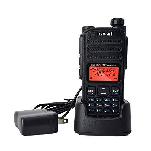 HYS TC-UV52 휴대용 휴대용 듀얼밴드 UHF VHF 136-174Mhz 400-480Mhz 2Meter 70CM 6Watt 2-Way 라디오 듀얼 PTT 키 듀얼 리셉션 2800mAh 배터리 398 채널 DCS CTCSS 스크린 Walkie-Talkie