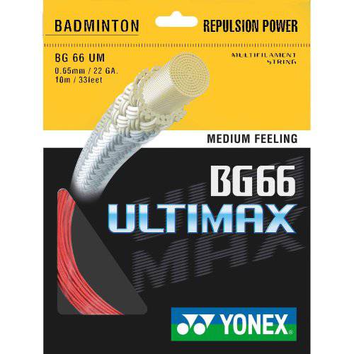 YONEX BG 66 Ultimax 배드민턴 끈,스트립,선 (레드)