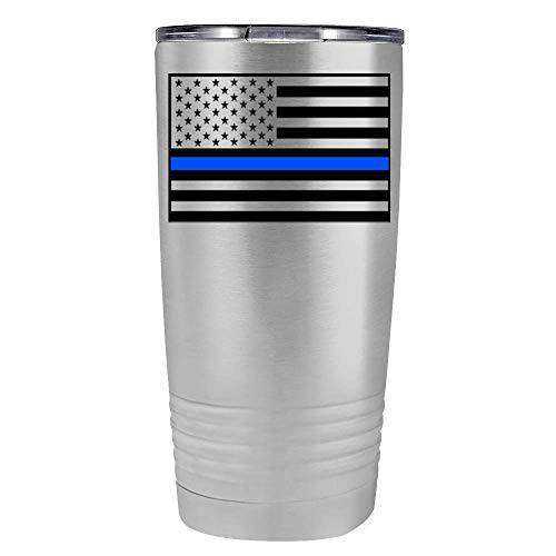 ThinBlueLine 깃발 - Police Law Enforcement PD 선물 아카데미 졸업 20 oz 스테인레스 스틸 텀블러
