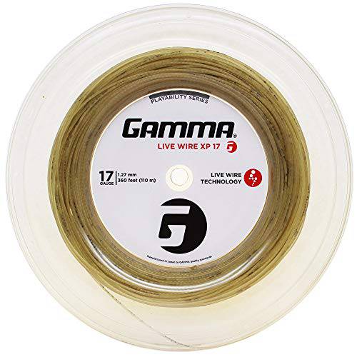 Gamma  스포츠 라이브 와이어 XP 테니스 라켓 스트링 Multifilament 시리즈- Firmer, More 아삭아삭한 느낌 내츄럴 Gut-Like Playability - 16L or 17 게이지 (블랙, 내츄럴)