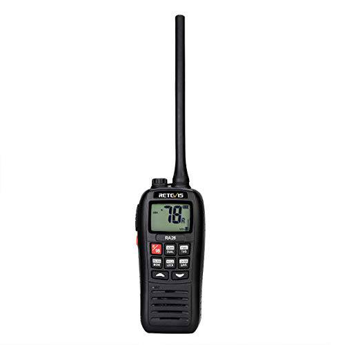 Retevis RA26 선박 라디오, 자동 진동 배수, IP67 방수 플로팅 생활무전기, 워키토키, Tri-Watch NOAA, 소형,휴대용 선박 라디오 보트 (1 팩)
