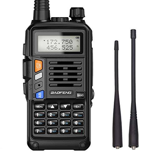 Baofeng UV-S9X3 5 와트 Tri-Band 라디오 : VHF, 1.25M, UHF,  2200mAh 라지 배터리, 포함 듀얼밴드 안테나, 220 안테나, 이어폰, and More Amateur (Ham) Two-Way 라디오… (블랙)