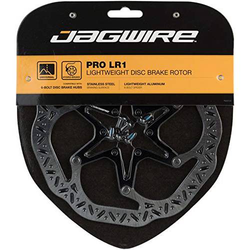 Jagwire - LR1 프로 경량 디스크 브레이크 로터, Centerlock | 범용 호환 로드, 자갈, MTN 자전거 | 실버 블랙 | 203 mm
