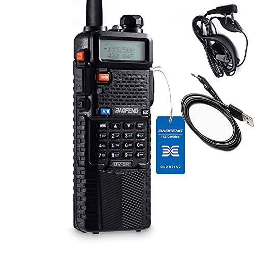BaoFeng UV-5R 생활무전기, 워키토키,  듀얼밴드 3800mAh Ham 라디오, 롱 레인지 워키 토키 프로그래밍 케이블 and 이어폰
