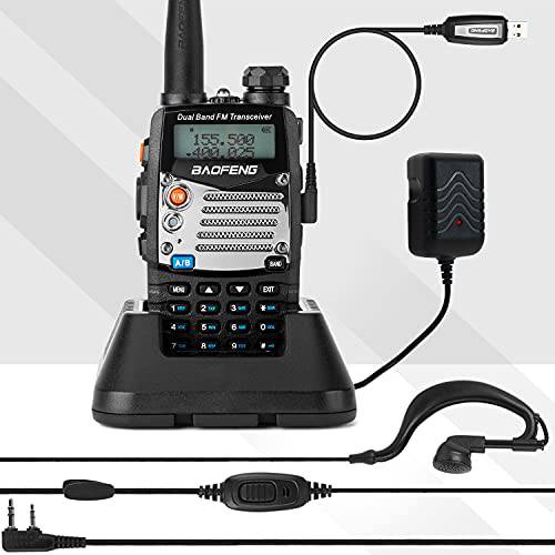 BaoFeng (UV-5R 프로) Ham 라디오 소형,휴대용 듀얼밴드 2-Way 라디오 1800mAh 배터리 Ham 라디오 워키 토키 풀 키트 이어폰 and 프로그래밍 케이블 (1 팩)