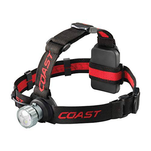 Coast HL45 400 루멘 듀얼 컬러 (화이트/ 레드) LED 전조등,헤드램프, 배터리 and Hardhat 클립,핀 포함