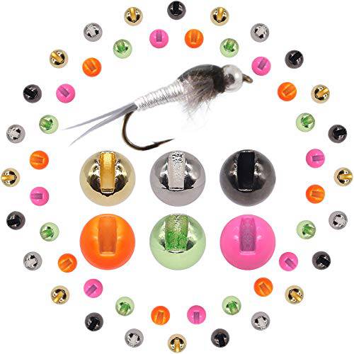 XFISHMAN Tungsten-Slot-Beads-Fly-Tying-Beads-Heads-Assortment Fly 매는 물건 Nymph Fly 낚시 슬롯형 텅스텐 비즈,구슬 60 팩
