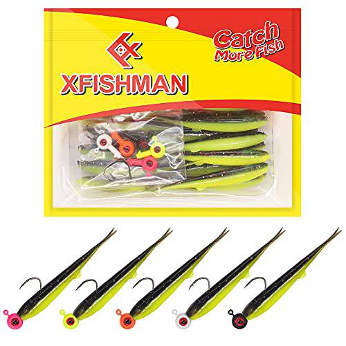 XFISHMAN Crappie-Jigs-Heads-Kit 1/8 1/16 1/32oz 50 Pack Panfish