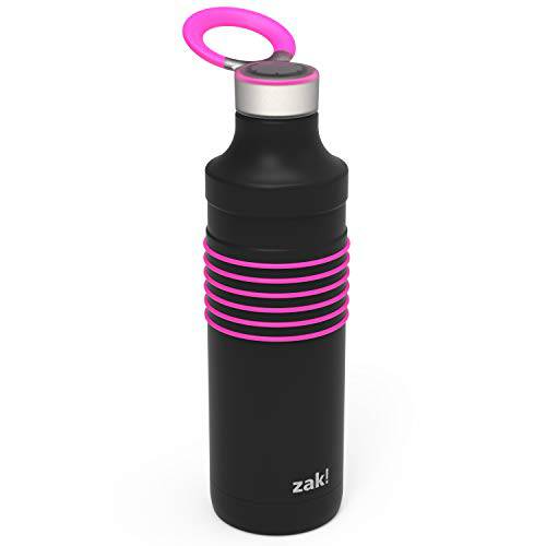Zak 디자인 HydraTrak 스테인레스 스틸 절연 물병, 워터보틀 Non-BPA, 1pk (22oz, 핑크)