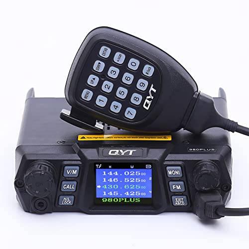 QYT KT-980PLUS 50 와트 듀얼밴드 Four 디스플레이 자동차 휴대용 라디오 VHF/ UHF 144-148/ 420-450MHz Quad-Standby 휴대용 라디오 Amateur (Ham) 생활무전기, 워키토키 프리 프로그래밍 케이블