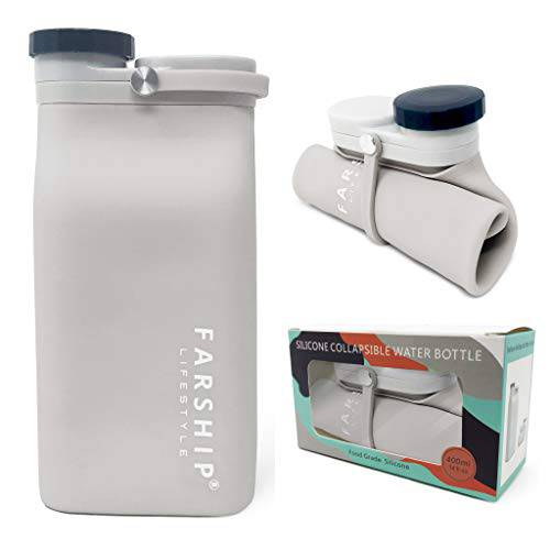 접이식,접을수있는 실리콘 물병, 워터보틀 물통, 강력 경량 울트라 휴대용 접이식, Leak-Proof BPA 프리 14oz 20oz