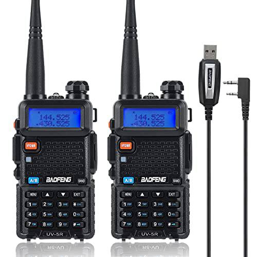BAOFENG 2 Pcs UV-5R 듀얼밴드 Amateur 라디오 VHF/ UHF 워키 토키 1800mAh 배터리 프로그래밍 케이블