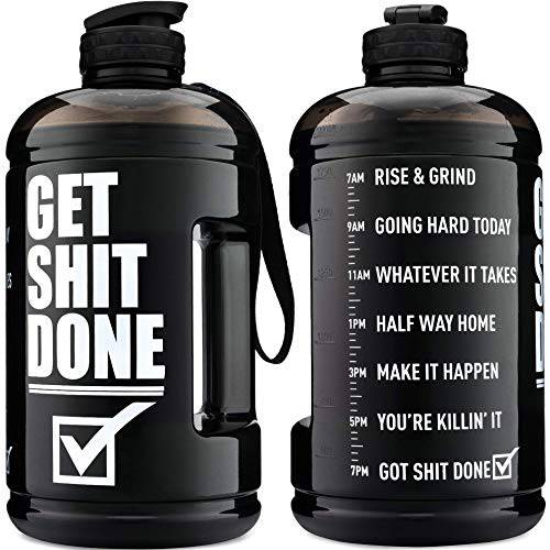 Get It Done, 하프 갤런 물주전자, 물주전자, 워터저그 타임 마커 라인, 2.2L, 72oz BPA 프리 라지 병 수분보충 Motivation 빨대 and 쉐이커 주둥이