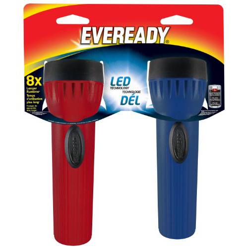 Eveready LED Economy 1D 사이즈 플래시라이트,조명 배터리 (2 팩)