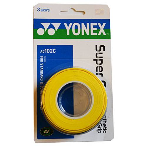Yonex 슈퍼 Grap AC102C 배드민턴/ 테니스 제작 Over 그립 3 그립 (Yellow)