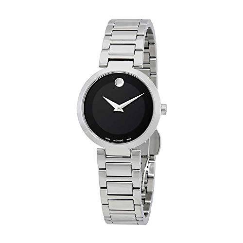 Movado Modern Classic Black Dial Stainless Steel Ladies Watch 0607101