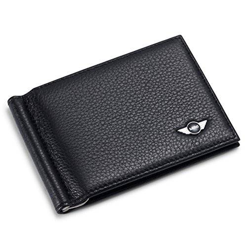 Mini Cooper Bifold Money Clip Wallet with 6 Credit Card Slots - Genuine Leather