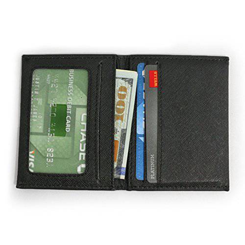 DASH Co. Slim Bifold Wallet ? ID Window ? Front Pocket ? Compact Minimalist, Black, 3 x 4 x 1/4