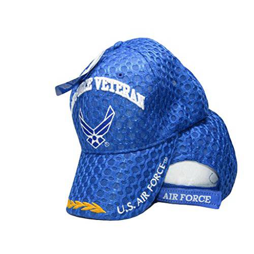에어 포스 재향군인 Vet Wings 블루 매쉬 Textured 자수 야구모자 모자