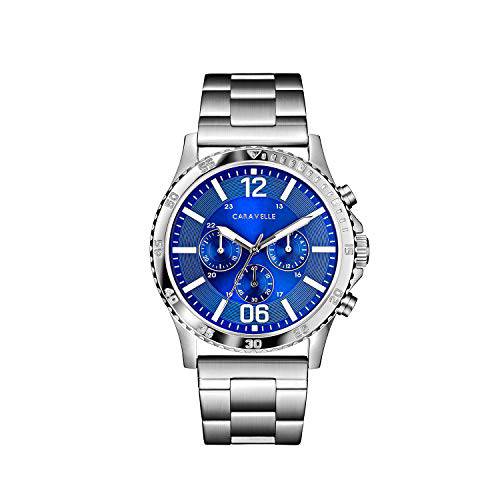 Caravelle Designed by Bulova Men’s 쿼츠시계 Stainless-Steel 스트랩, 실버, 24 (모델: 43A145)