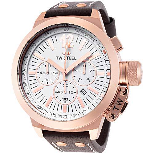 TW Steel Men’s CE1020 CEO Canteen Brown Leather White Chronograph Dial Watch