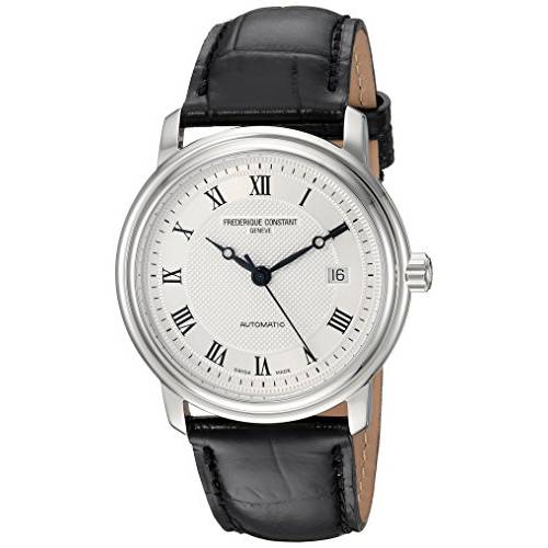 Frederique Constant Men’s Classics Stainless Steel Automatic-self-Wind Watch with Leather Calfskin Strap, Black, 22 (Model: FC-303MC4P6